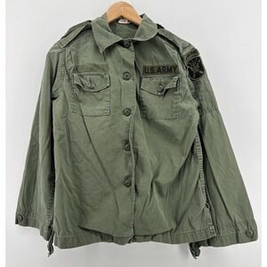 US Army Coat Cotton Green Poplin Utility OG 107 Vietnam Womens Shirt Airborne 14